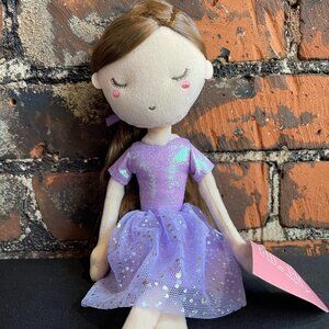 NWT Little Lilly Ballerina Plush 12" Girl Doll Soft Cloth Tutu Purple Dress Bow